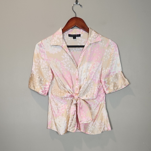 Lafayette 148 New York Tops - Lafayette 148 100% Silk Button-Up Floral Blouse Size 0 Petite